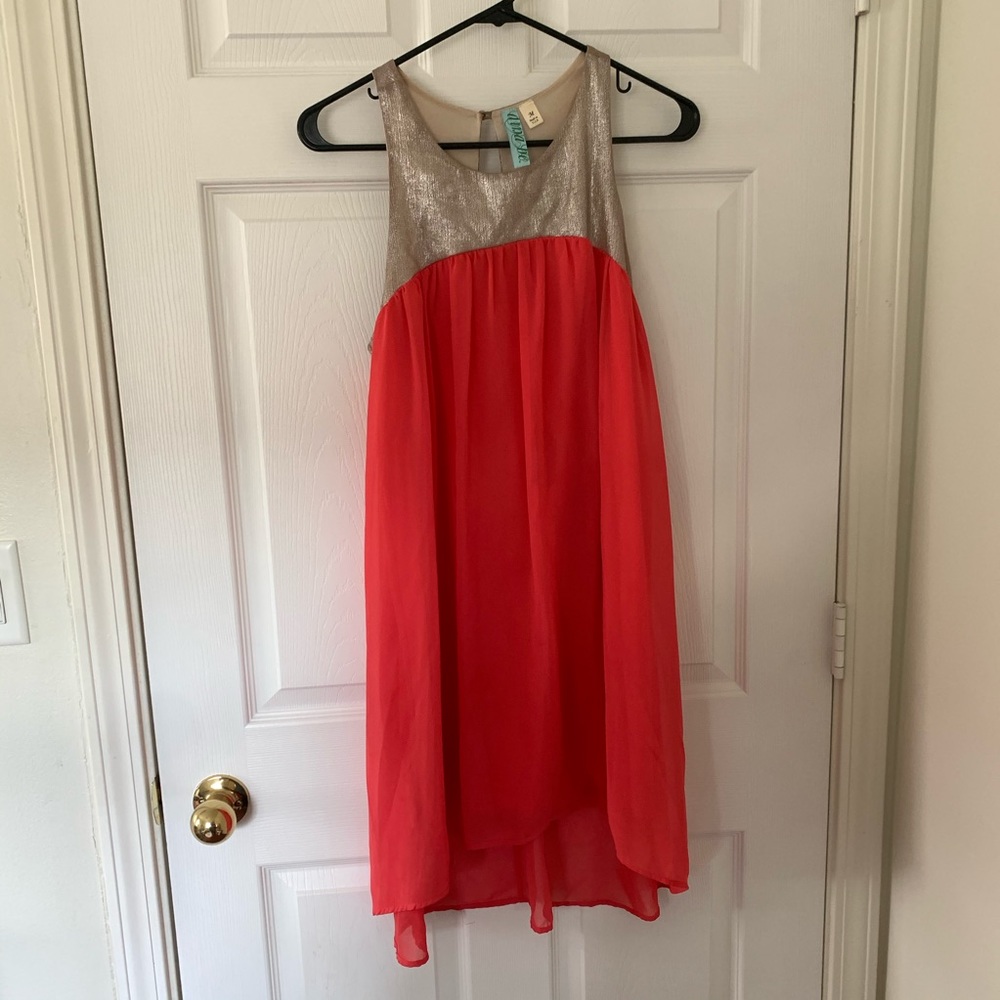 Coral high/low dress
